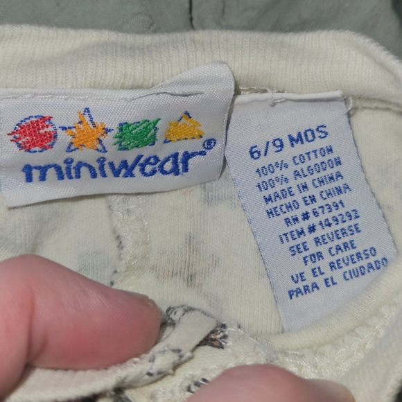 Vintage Miniwear Footed Pjs Jammies All Over Zoo Animals Snaps Baby 6/9M - Picture 5 of 5